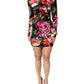 Black Floral Fiori Pittorici Bodycon Dress
