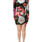 Black Floral Fiori Pittorici Bodycon Dress
