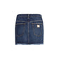 Blue Cotton Mini Skirt