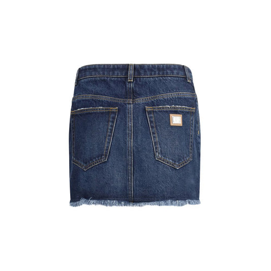 Blue Cotton Mini Skirt