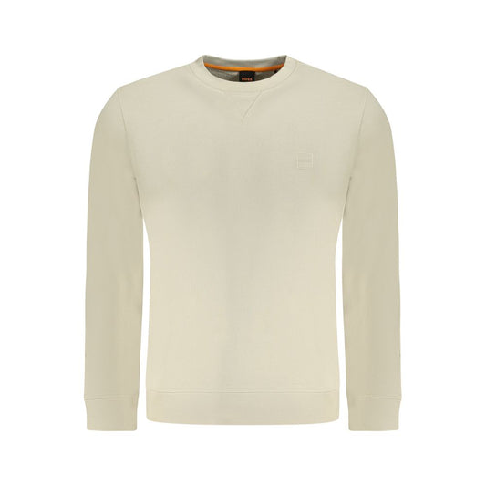Beige Cotton Men Sweatshirt