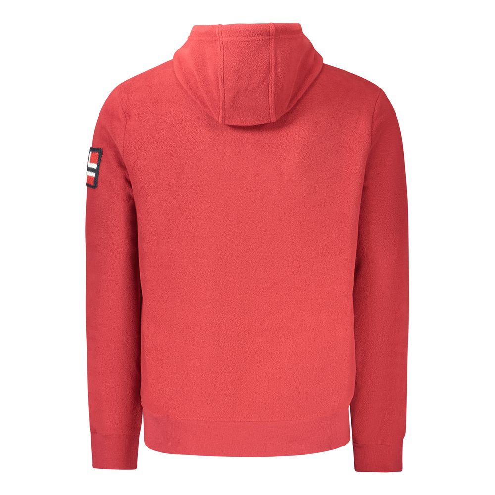 Red Polyester Men's Hooded Sweatshirt