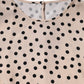 Beige Black Polka Dot Silk Short Sleeve Blouse Top