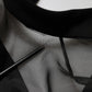 Black Sheer Sleeve Belted V-Neck Mini Dress