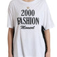 White Cotton 2000 Fashion Print Logo T-shirt