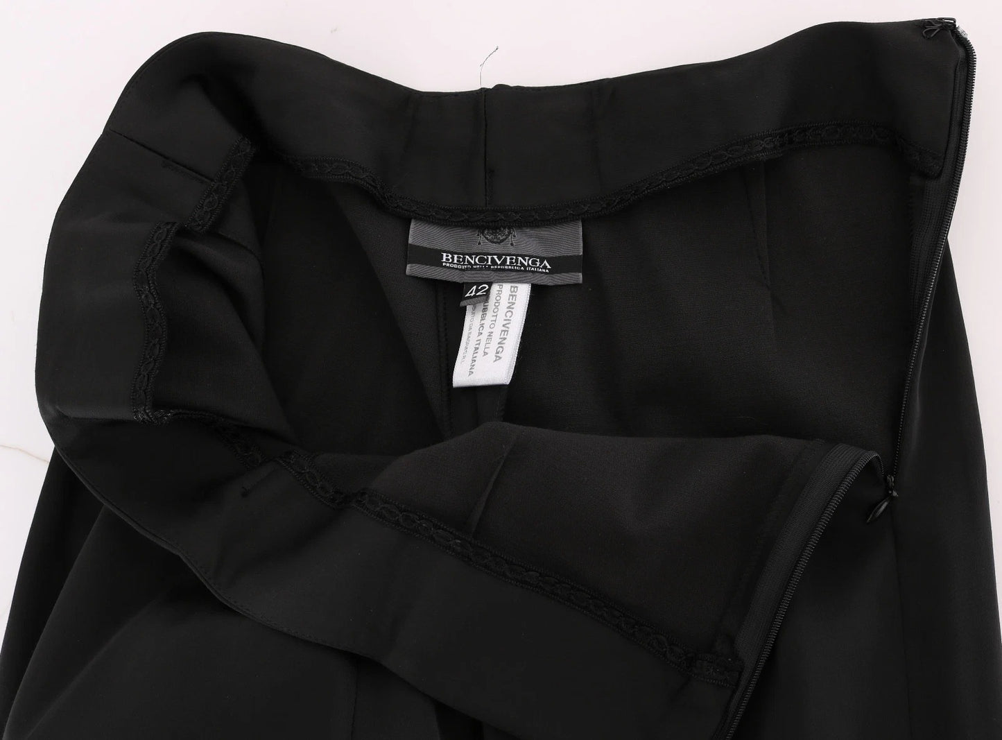 Black Stretch Straight Fit Dress Trousers Pants