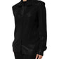Black Viscose Long Sleeve Tie Neck Blouse Top