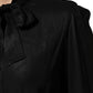 Black Viscose Long Sleeve Tie Neck Blouse Top