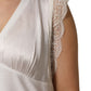 White Silk Blend Lace Trim Sleeveless V-Neck Women’s Top