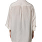 White Silk Collared 3/4 Sleeves Blouse Top