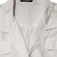 White Silk Collared 3/4 Sleeves Blouse Top