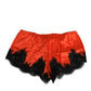 Red Silk Satin Lace Shorts Underwear