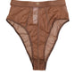 Brown Sheer Mesh High Waist Briefs Underwear