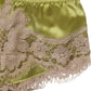 Green Silk Satin Lace Trim New Slip Underwear