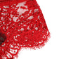 Red Floral Lace Sheer Briefs Women Underwear