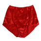 Red Silk Satin High-Waist Briefs Women Underwear