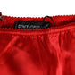Red Silk Satin High-Waist Briefs Women Underwear