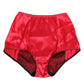 Red Silk Satin High-Waist Briefs Underwear