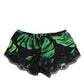 Black Green Tropical Print Lace Underwear