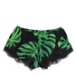 Black Green Tropical Print Lace Underwear