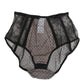 Black Sheer Polka Dot Lace High Waist Underwear
