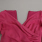 Pink Plunging Bodycon Sheath Mini Rayon Dress
