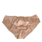 Nude Beige Silk Satin Bow Lace Trim Underwear