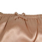 Nude Beige Silk Satin Bow Lace Trim Underwear