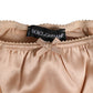 Nude Beige Silk Satin Bow Lace Trim Underwear