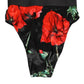 Black Floral Print High Waist Sheer Mesh Underwear