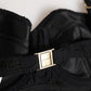Black Polyester Embroidered Underwire Bra Underwear