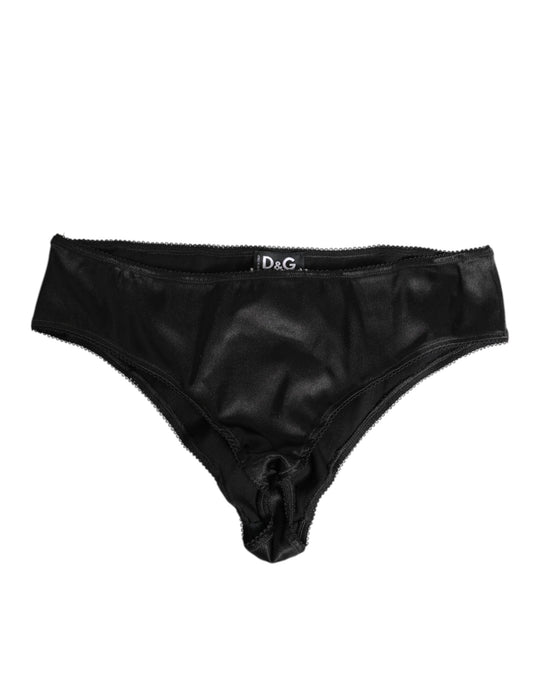 Black Satin Stretch Slip Brief Women Underwear