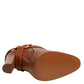 Brown Leather DG Logo Buckle Ankle Boots Shoes