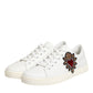 White Leather Sacred Heart Patch Sneakers Shoes