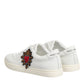 White Leather Sacred Heart Patch Sneakers Shoes