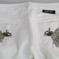 White Cotton Slim Fit Mid Waist Skinny Trouser Jeans