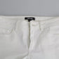White Cotton Slim Fit Mid Waist Skinny Trouser Jeans