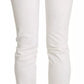 White Cotton Slim Fit Mid Waist Skinny Trouser Jeans