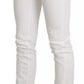 White Cotton Slim Fit Mid Waist Skinny Trouser Jeans