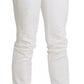 White Cotton Slim Fit Mid Waist Skinny Trouser Jeans