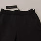 Black Leather Elastic Waist Trouser Pants