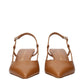 Brown Leather Mid Heel Pumps