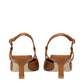 Brown Leather Mid Heel Pumps