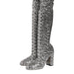 Shoes Silver Sequins Glitter High Heel Boot Shoes