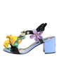 Multicolor Floral Appliqué Crystal Sandal Shoes