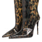 Leopard Print PVC Pointed Toe Boots Shoes