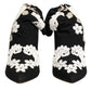 Black White Embroidered Jersey Stiletto Boots Shoes