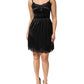 Black Silk Blend Lace Trim Sleeveless Mini Dress