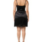 Black Silk Blend Lace Trim Sleeveless Mini Dress