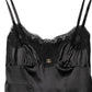 Black Silk Blend Lace Trim Sleeveless Mini Dress
